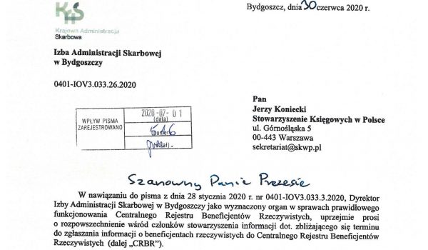 UWAGA! Dokonanie zgłoszenia do CRBR do 13 lipca 2020 r.