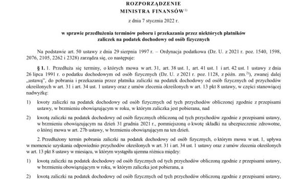 Zostało wydane rozporządzenie MF w sprawie zmian zasad rozliczania zaliczek na podatek dochodowy...
