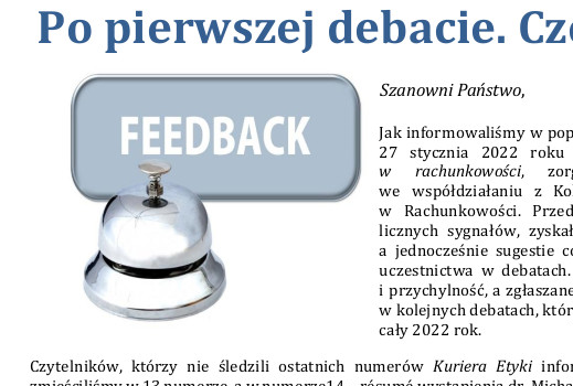 15 numer Kuriera Etyki z serii… podsumowanie Debaty o etyce w rachunkowości