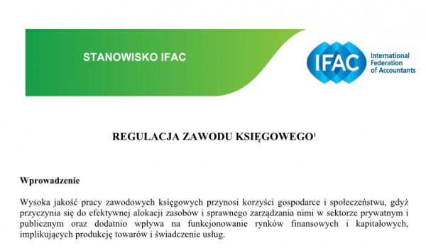 Regulacja zawodu księgowego - stanowisko Międzynarodowej Federacji Księgowych (IFAC)