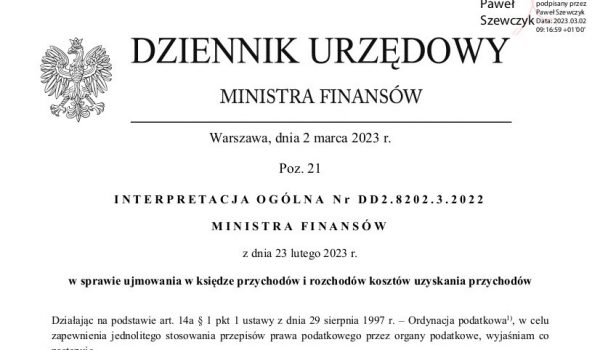 Ważna interpretacja ogólna Ministra Finansów – data wpisania kosztu w PKPiR