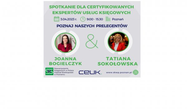 Specjalnie dla grupy Certyfikowanych Ekspertów Usług Księgowych