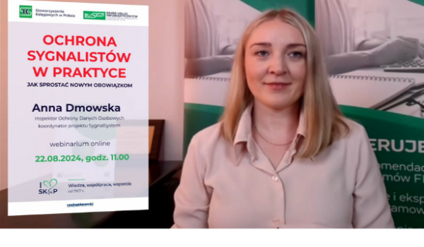 Już 22 sierpnia bezpłatny webinar dotyczący ochrony sygnalistów!